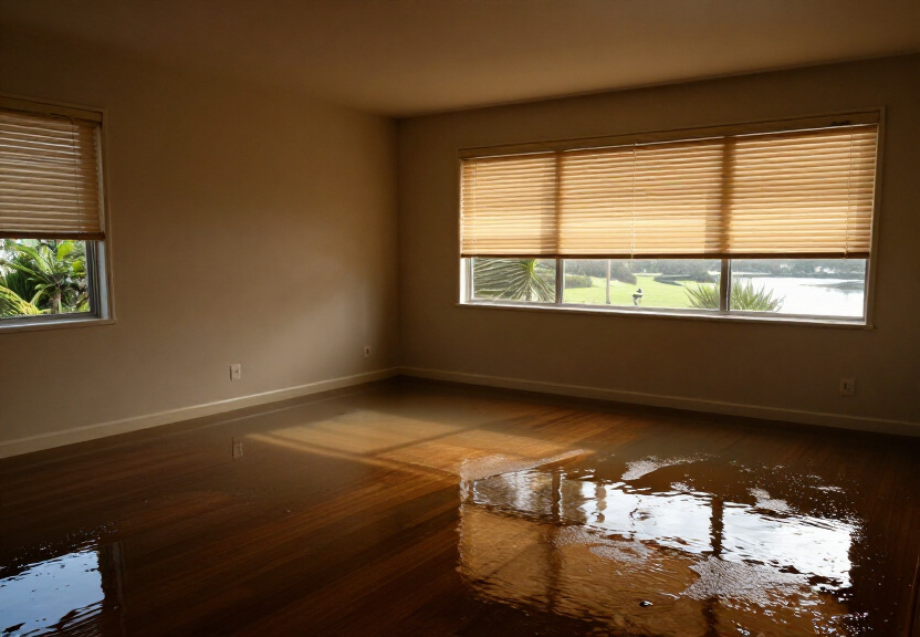 Swollen and warped timber floorboards in a Turramurra living room